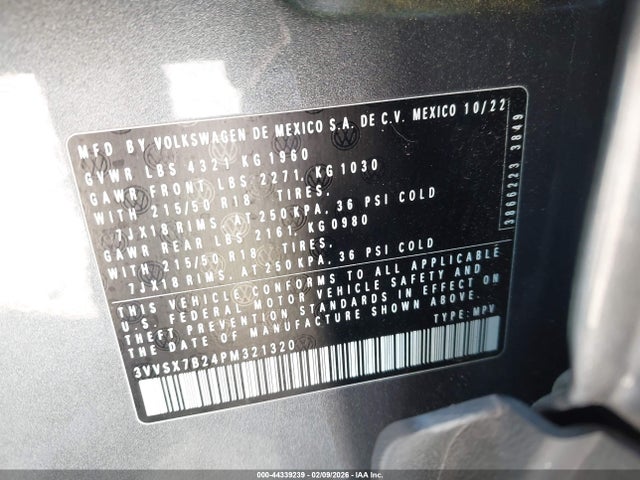 3VVSX7B24PM321320 Volkswagen Taos 1.5t Se