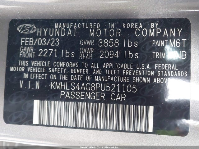 KMHLS4AG8PU521105 Hyundai ELANTRA SEL