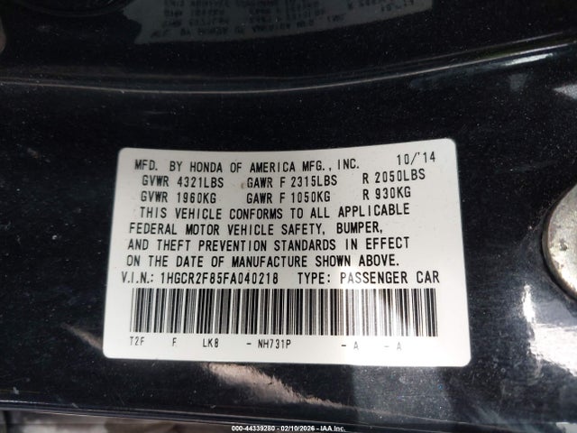 Honda Accord Ex-l 2015 1HGCR2F85FA040218 Image 9