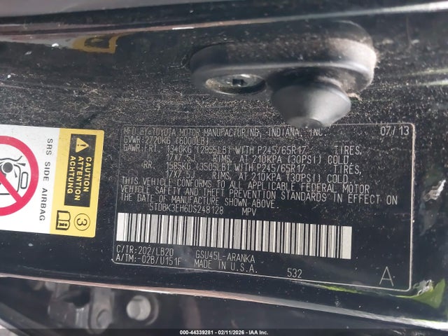 2013 TOYOTA HIGHLANDER 5TDBK3EH6DS248128 Photo 8