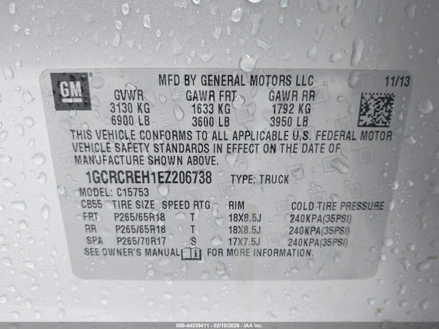 1GCRCREH1EZ206738 Chevrolet Silverado 1500 1lt