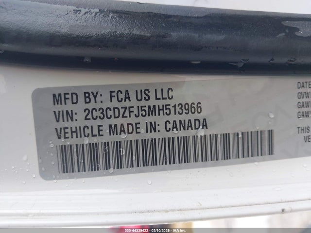 Продажа на аукционе авто 2021 Dodge Challenger R/t Scat Pack, vin: 2C3CDZFJ5MH513966, номер лота: 44339422