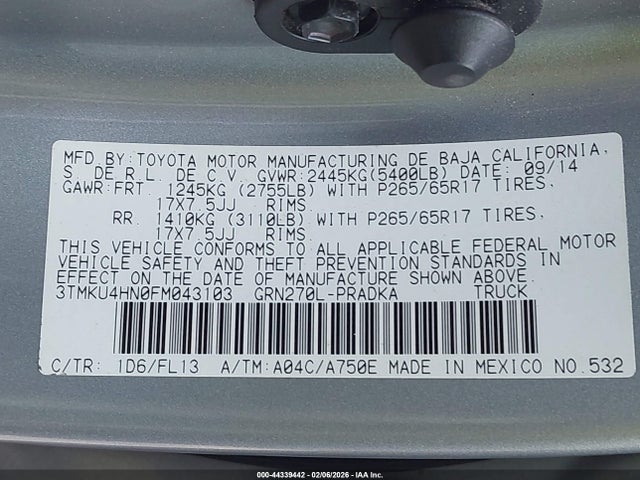 3TMKU4HN0FM043103 Toyota Tacoma Prerunner V6
