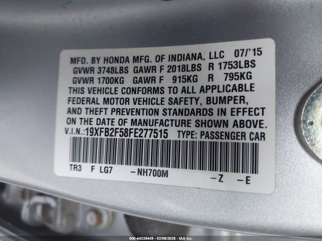 19XFB2F58FE277515 Honda Civic Lx