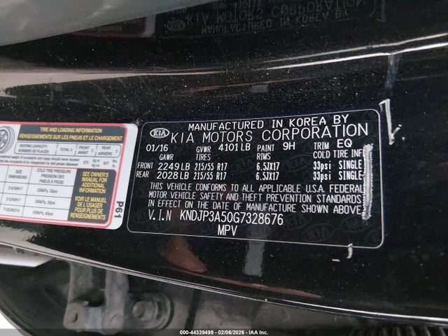 KIA SOUL + 2016 KNDJP3A50G7328676 Image 9