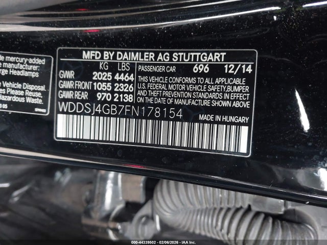 Aukcja sprzedaży 2015 Mercedes-benz Cla 250 4matic, vin: WDDSJ4GB7FN178154, numer aukcji: 44339502