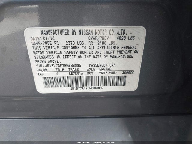 2014 Infiniti Q50 Premium მანქანა იყიდება აუქციონზე, vin: JN1BV7AP2EM686995, აუქციონის ნომერი: 44339503