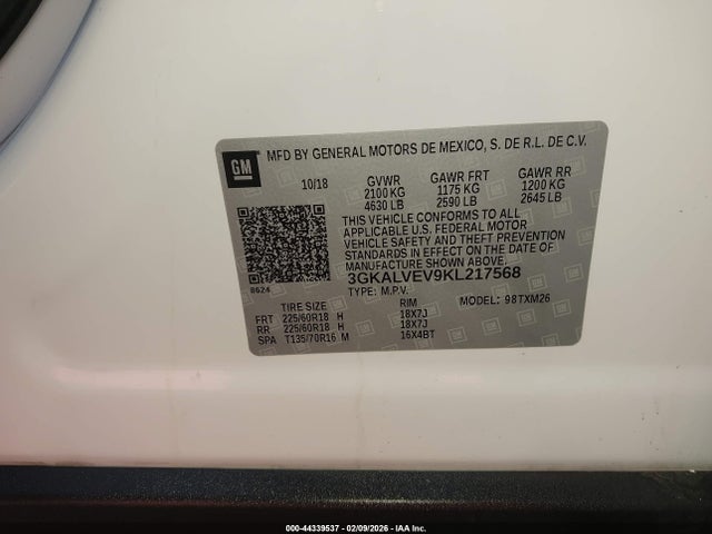 Aukcja sprzedaży 2019 Gmc Terrain Slt, vin: 3GKALVEV9KL217568, numer aukcji: 44339537