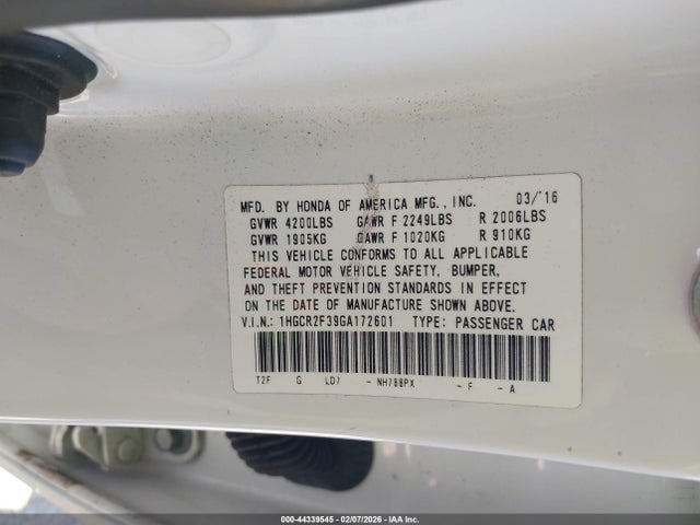 1HGCR2F39GA172601 Honda ACCORD LX