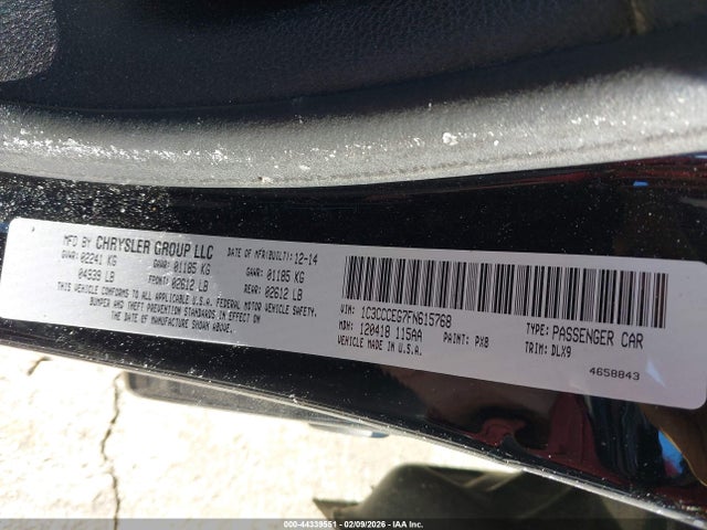 2015 Chrysler 200 C მანქანა იყიდება აუქციონზე, vin: 1C3CCCEG7FN615768, აუქციონის ნომერი: 44339551