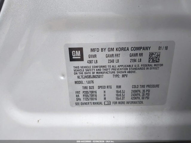 Chevrolet TRAX LS 2018 KL7CJNSB5JB625017 Image 9
