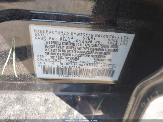 44339581 :رقم المزاد ، 3N1AB8CV7RY254685 vin ، 2024 Nissan Sentra Sv Xtronic Cvt مزاد بيع