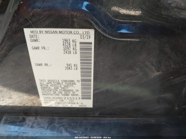 Nissan Altima 2.5 Sr 2019 1N4BL4CV9KC215513 Image 9
