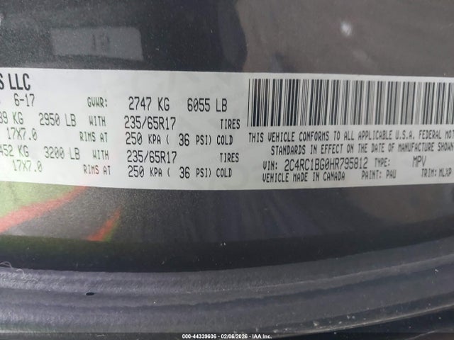 Aukcja sprzedaży 2017 Chrysler Pacifica Touring-l, vin: 2C4RC1BG0HR795812, numer aukcji: 44339606