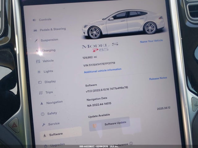 2014 TESLA MODEL S 5YJSA1H17EFP31719 Photo 6