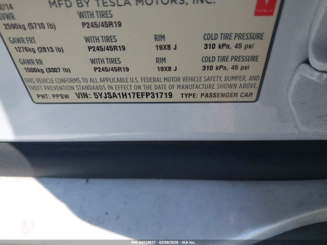 2014 TESLA MODEL S 5YJSA1H17EFP31719 Photo 8