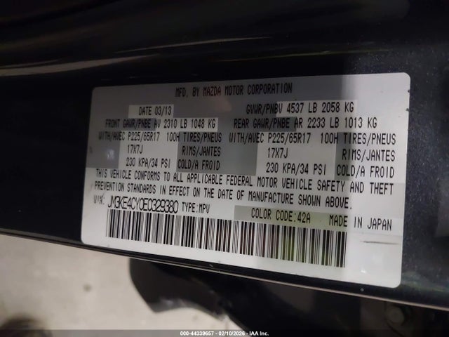 Продаж на аукціоні авто 2014 Mazda Cx-5 Touring, vin: JM3KE4CY0E0329380, номер лоту: 44339657