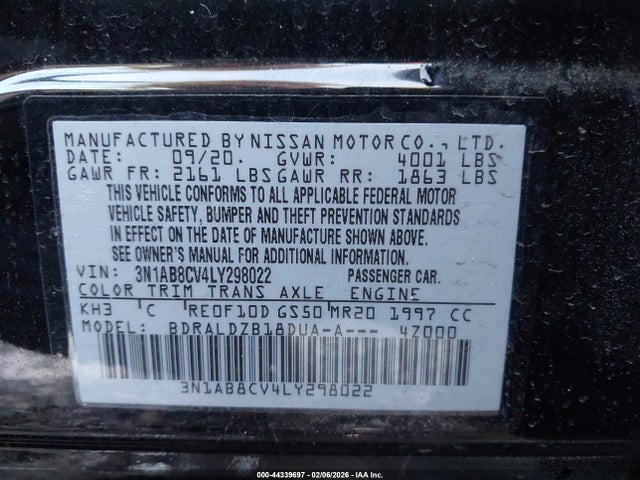 3N1AB8CV4LY298022 Nissan Sentra Sv Xtronic Cvt
