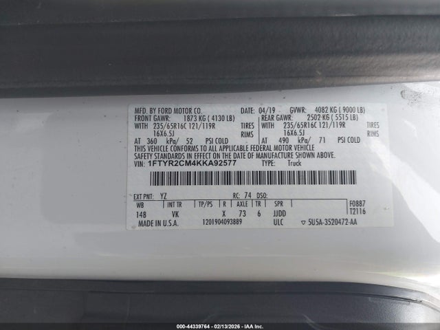 Ford Transit-250 2019 1FTYR2CM4KKA92577 Image 9