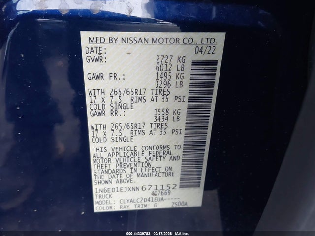 1N6ED1EJXNN671152 Nissan Frontier Sv 4x2