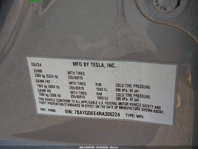 2024 TESLA MODEL Y 7SAYGDEE4RA306224 Photo 8