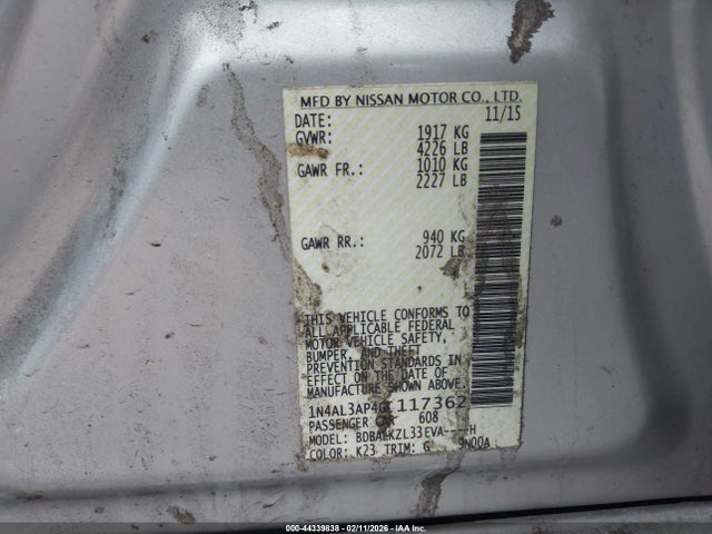 1N4AL3AP4GC117362 Nissan Altima 2.5 Sv