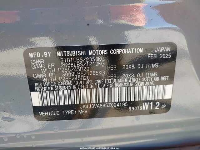 2025 MITSUBISHI OUTLANDER JA4J3VA88SZ024195 Photo 8