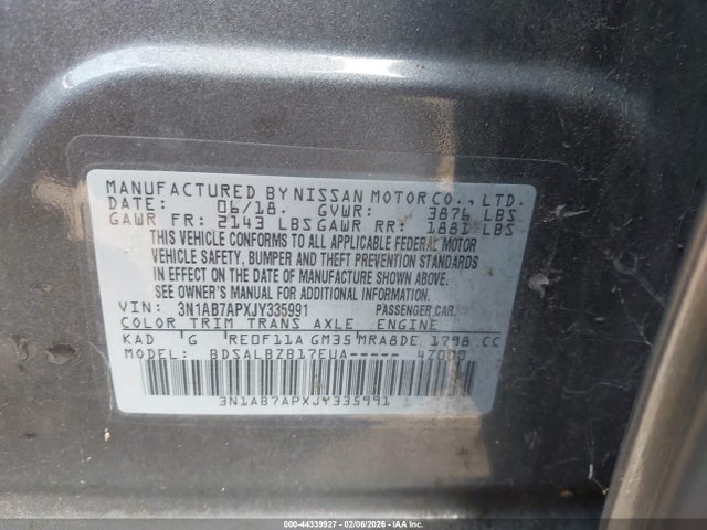 3N1AB7APXJY335991 Nissan SENTRA S