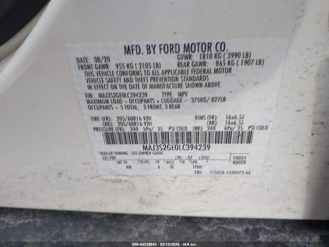 2020 FORD ECOSPORT MAJ3S2GE0LC394239 Photo 8