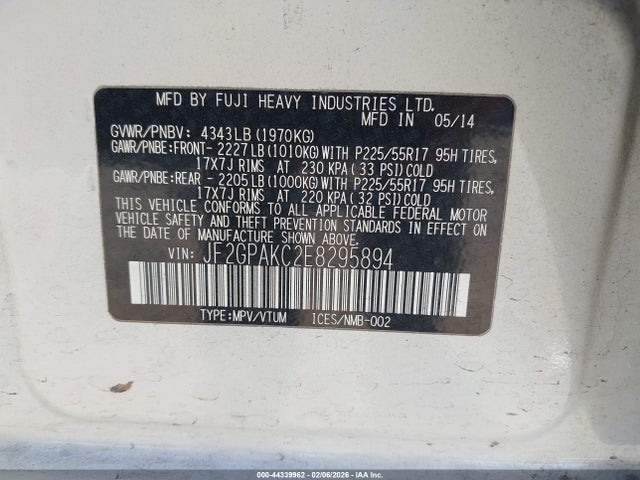 2014 SUBARU XV CROSSTREK JF2GPAKC2E8295894 Photo 8