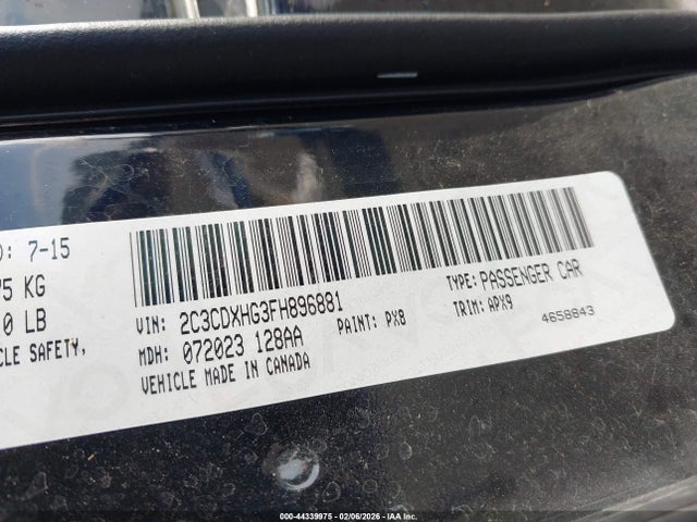2C3CDXHG3FH896881 Dodge Charger Sxt