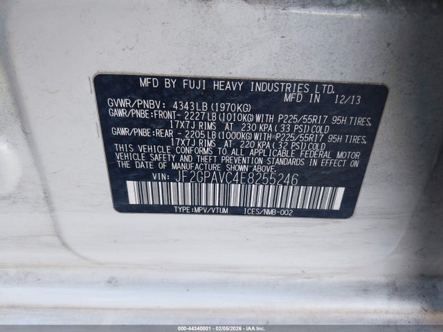 Subaru Xv Crosstrek 2.0i Premium 2014 JF2GPAVC4E8255246 Image 9
