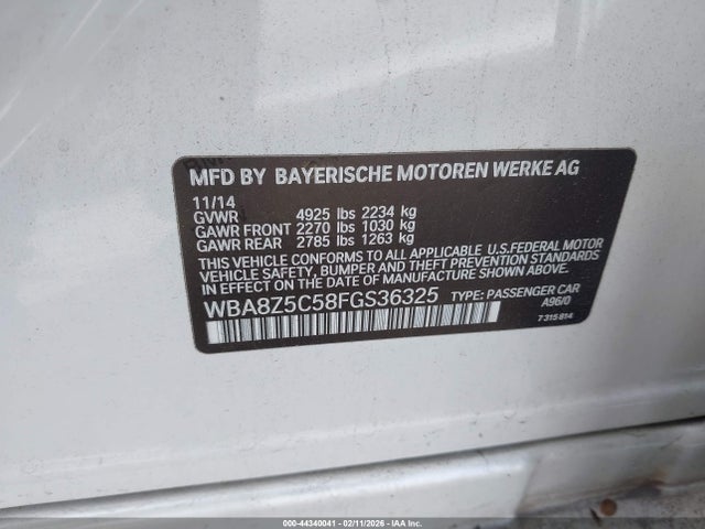 WBA8Z5C58FGS36325 BMW 328i Gran Turismo Xdrive