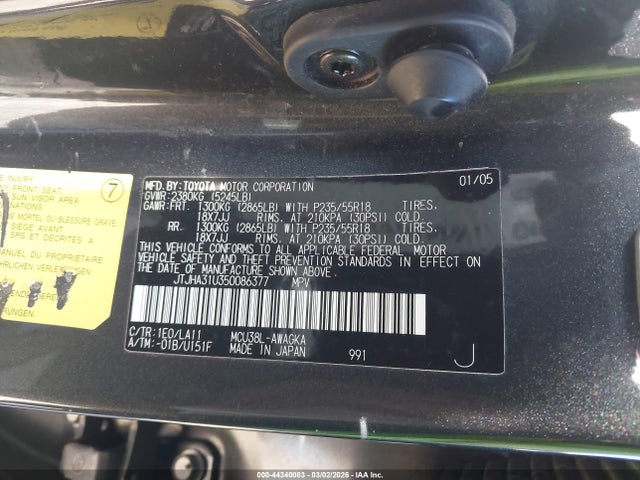 Aukcja sprzedaży 2005 Lexus Rx 330, vin: JTJHA31U350086377, numer aukcji: 44340083