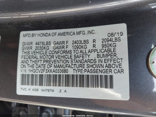 1HGCV2F3XKA033680 Honda Accord Sport 2.0t