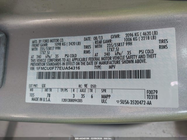 Ford ESCAPE S 2014 1FMCU0F77EUA54316 Image 9