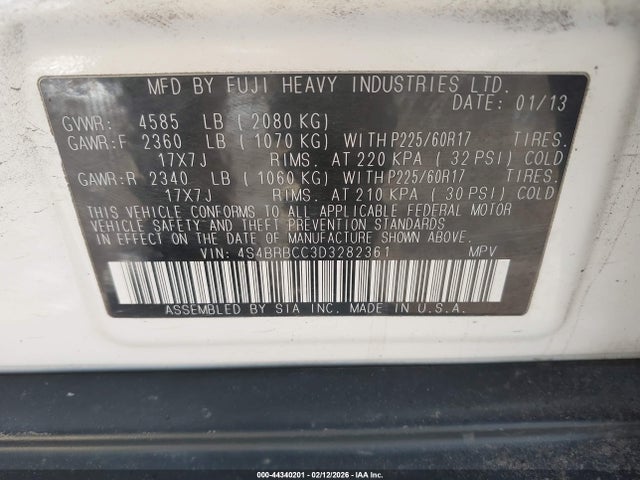 Продаж на аукціоні авто 2013 Subaru Outback 2.5i Premium, vin: 4S4BRBCC3D3282361, номер лоту: 44340201