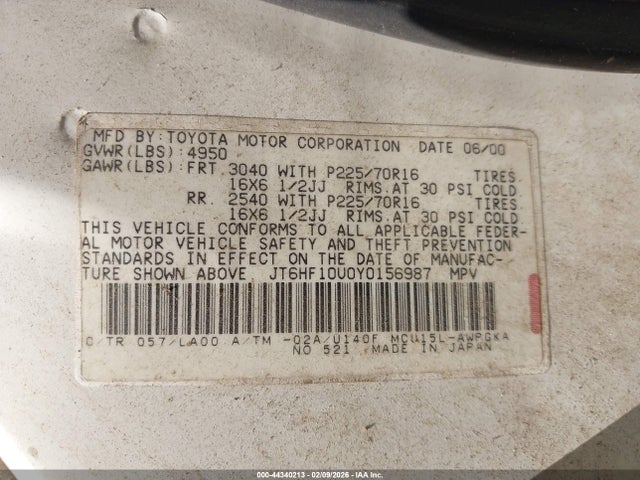 2000 LEXUS RX 300 JT6HF10U0Y0156987 Photo 8