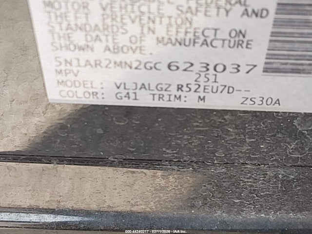 5N1AR2MN2GC623037 Nissan Pathfinder Sl