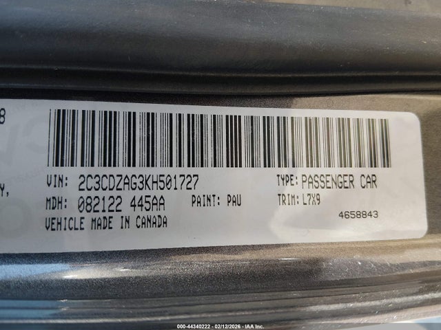 Dodge Challenger Sxt 2019 2C3CDZAG3KH501727 Image 9