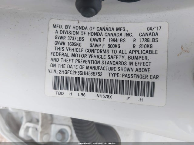 Honda Civic Lx 2017 2HGFC2F56HH536752 Image 9