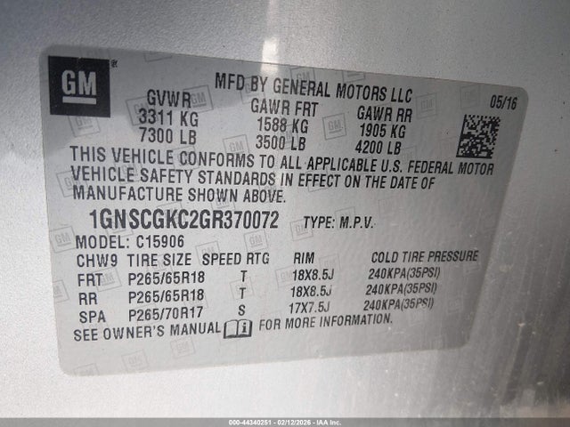 Chevrolet Suburban Ls 2016 1GNSCGKC2GR370072 Image 9