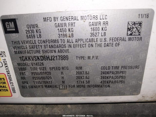 Aukcja sprzedaży 2017 Gmc Acadia Limited, vin: 1GKKVSKD6HJ217889, numer aukcji: 44340278