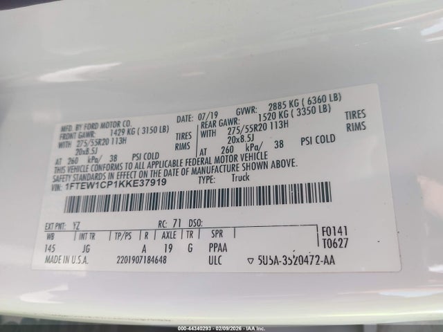 Ford F-150 Xl 2019 1FTEW1CP1KKE37919 Image 9