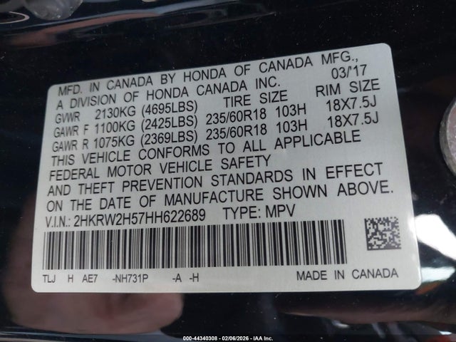 2HKRW2H57HH622689 Honda CR-V EX