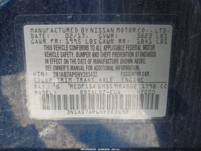 3N1AB7AP6HY283432 Nissan SENTRA SV