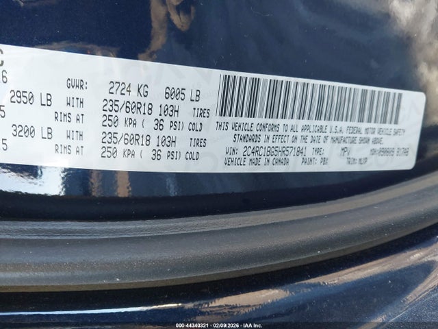 Aukcja sprzedaży 2017 Chrysler Pacifica Touring-l, vin: 2C4RC1BG5HR571841, numer aukcji: 44340321