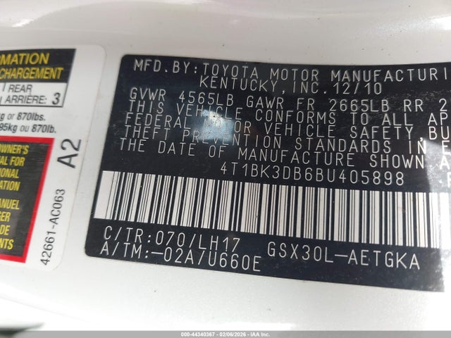 2011 TOYOTA AVALON 4T1BK3DB6BU405898 Photo 8