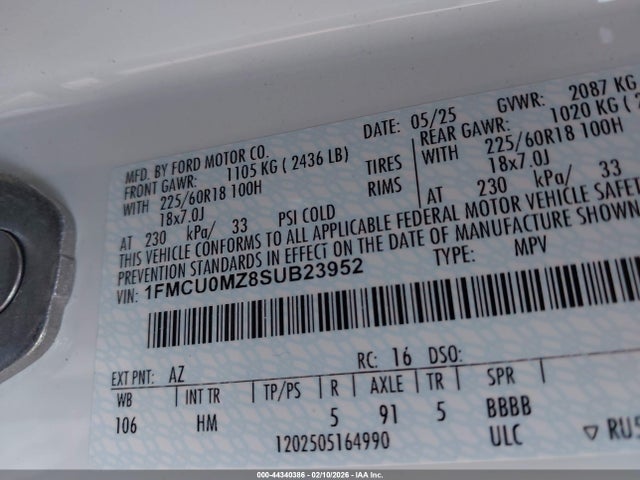 2025 FORD ESCAPE 1FMCU0MZ8SUB23952 Photo 8