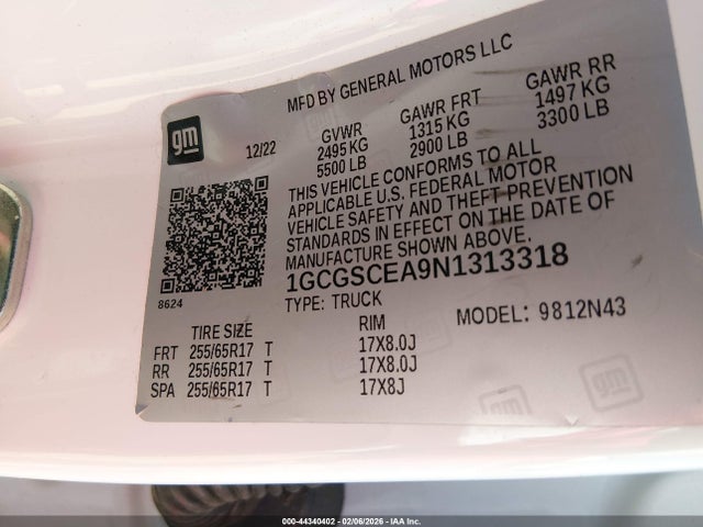 1GCGSCEA9N1313318 Chevrolet Colorado 2wd Short Box Lt